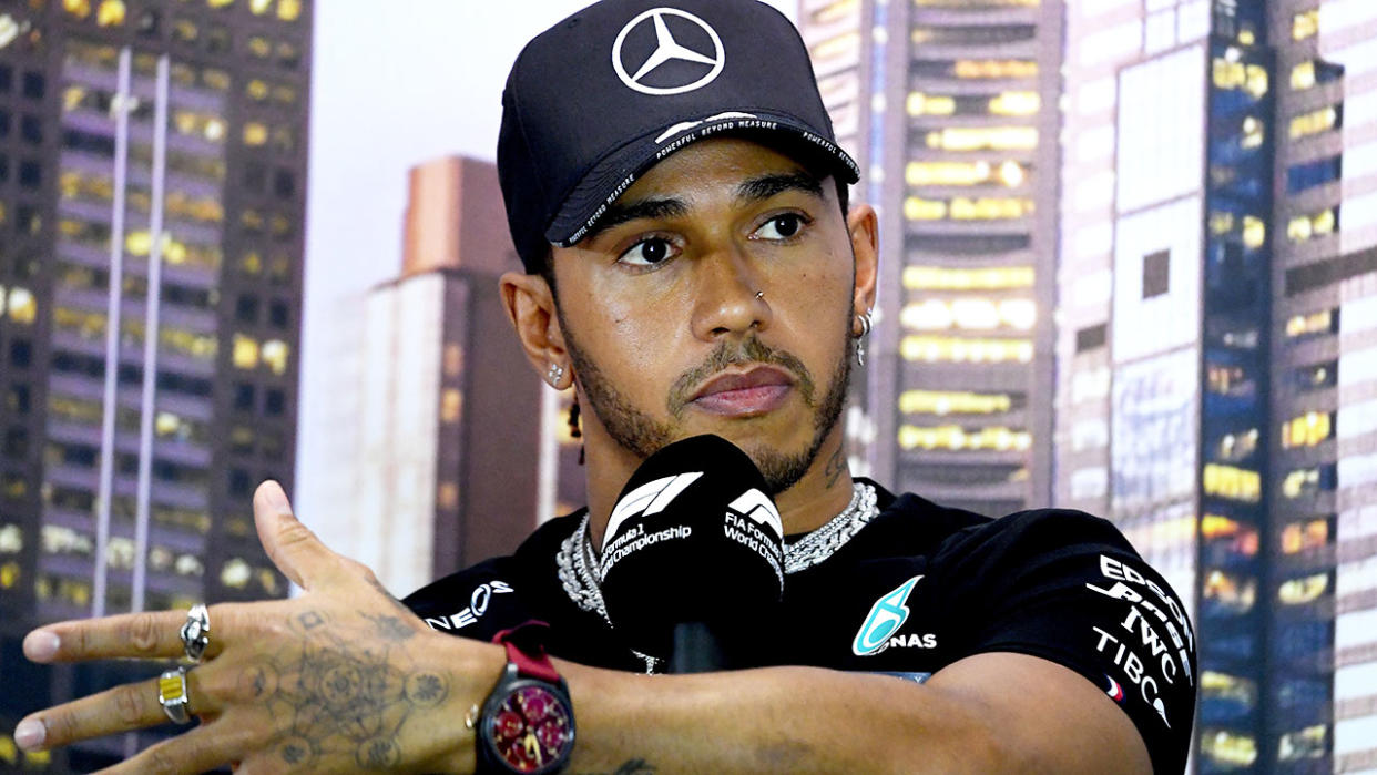 Seen here, Lewis Hamilton is unhappy that his F1 peers have failed to speak out against George Floyd's death.