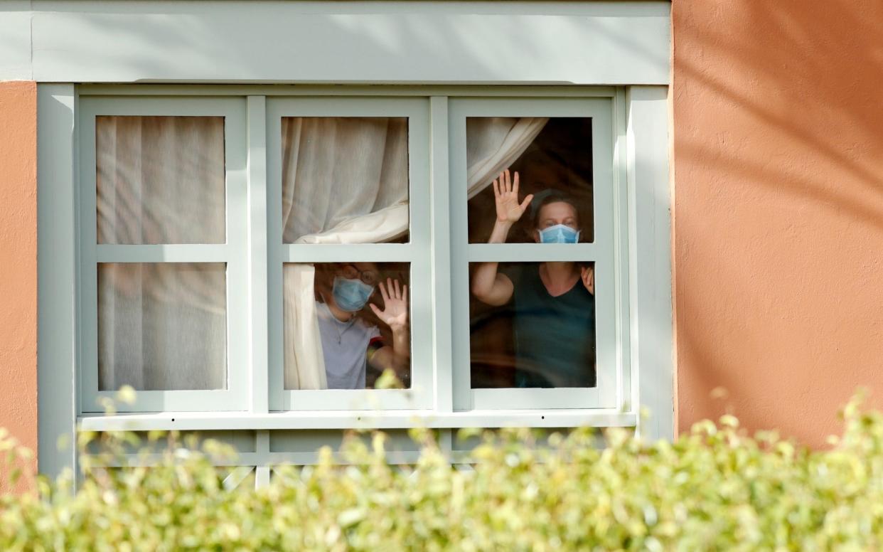 Guests at the locked down hotel in Tenerife - Borja Suarez/REUTERS