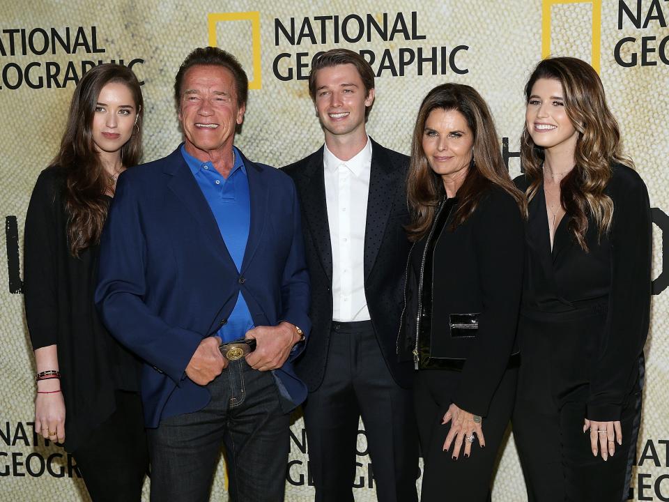 Christina Schwarzenegger, Arnold Schwarzenegger, Patrick Schwarzenegger, Maria Shriver and Katherine Schwarzenegger together 2017