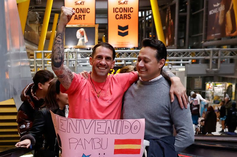 Spanish national Santiago Sanchez arrives in Spain