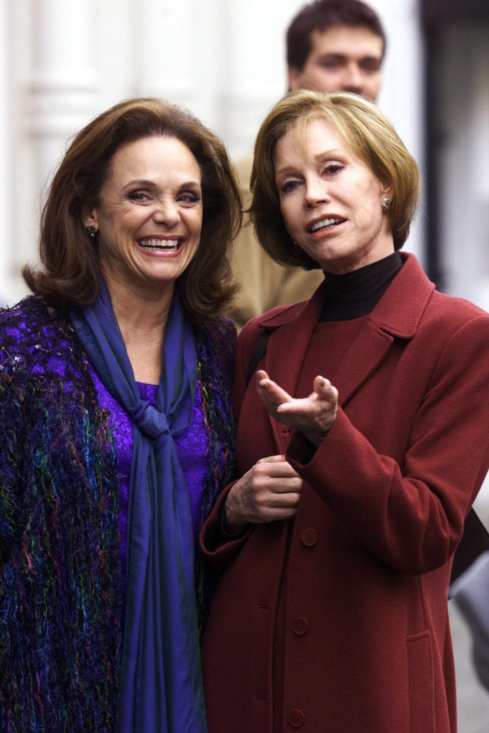 Mary Tyler Moore and Valerie Harper on the set of 