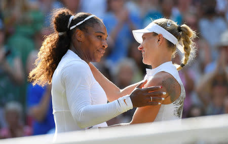 Tennis - Wimbledon - All England Lawn Tennis and Croquet Club, London, Britain - July 14, 2018. Germany's Angelique Kerber celebrates winning the women's singles final against Serena Williams of the U.S. . REUTERS/Toby Melville