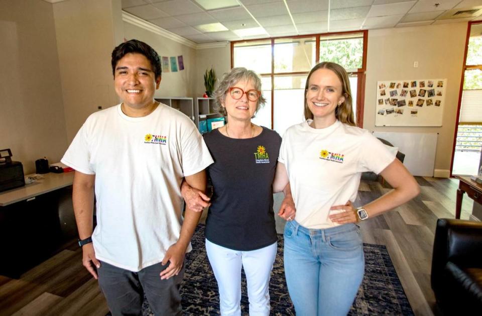 San Luis Obispo County has the Central Coast Hotline to help people experiencing suicidal thoughts access local mental health resources. Part of the team, from left, Roberto Cueva, program coordinater, Melanie Barket, program manager, and Mary Mills, program coordinator with Central Coast Hotline.