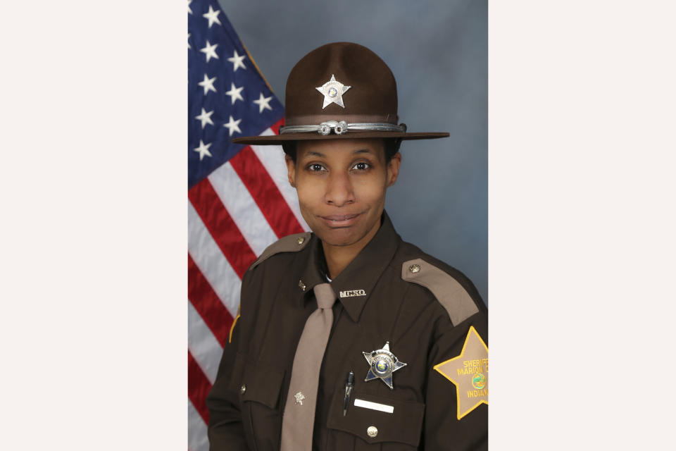 This undated photo released by the Marion County Sheriff's Office shows Deputy Tamieka White. White died Tuesday, May 9, 2023, after being attacked in her Indianapolis home by a dog that also bit and wounded her 8-year-old son, authorities said Wednesday, May 10. (Marion County Sheriff's Office via AP)