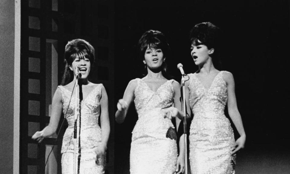 Ronnie Spector, Estelle Bennett and Nedra Talley on stage in 1963.