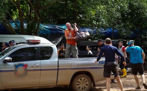 British caver Vernon Unsworth gets out of a pick up truck near the Tham Luang cave complex - Credit: REUTERS/Panu Wongcha-um