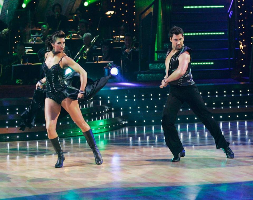 Maksim Chmerkovskiy and Misty May-Treanor perform a dance on the seventh season of Dancing with the Stars.