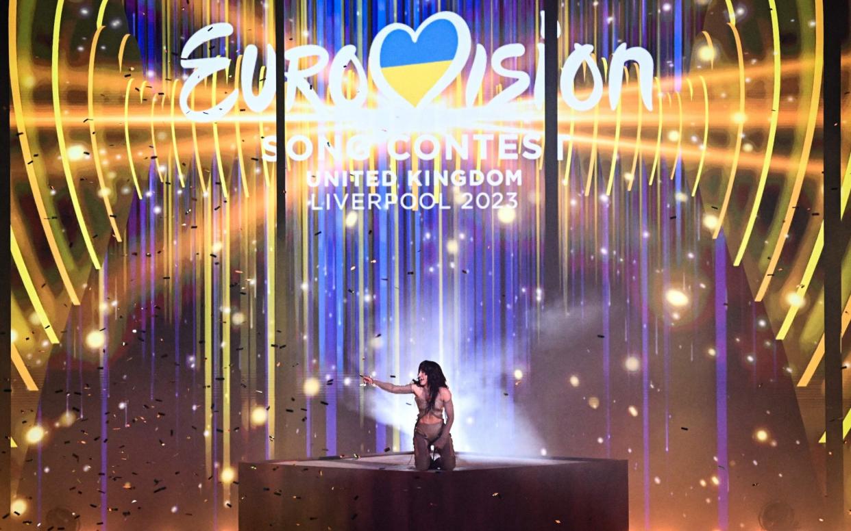 Sweden's singer Loreen performs after winning the final of the Eurovision Song contest 2023. This year's event is mired in controversy over the inclusion of the Israeli entrant