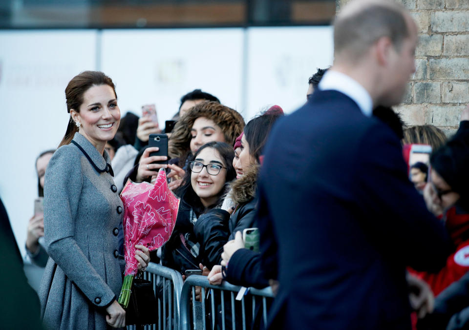 During an appearance at Leicester University with her husband Prince William, the Duchess of Cambridge told crowds she was excited about Meghan’s pregnancy and called it “such a special time” for the royal family. Source: Getty