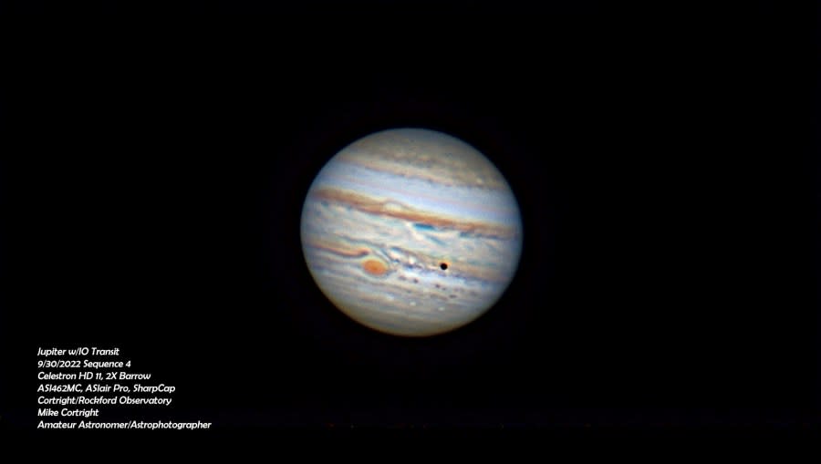Jupiter with IO Transit on Sept. 30, 2022. (Courtesy Mike Cortright)