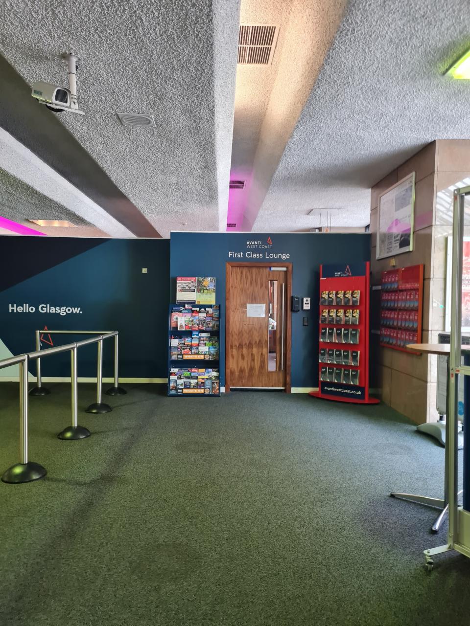 The entrance to the first-class lounge at Glasgow Central Station