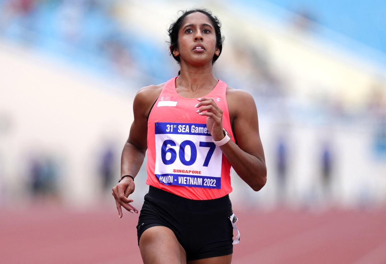 Singapore sprinter Shanti Pereira won the silver medal in the women's 100m.