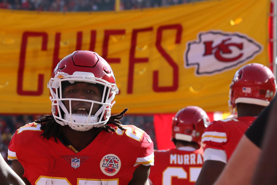 Kareem Hunt said it was an emotional goodbye on Friday, when the Chiefs released him. (Getty Images)