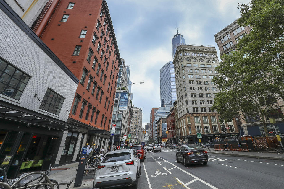 <p>A view from West Broadway and Reade Street, just down the street from the World Trade Center site in New York City, on Sept. 7, 2018. (Photo: Gordon Donovan/Yahoo News) </p>