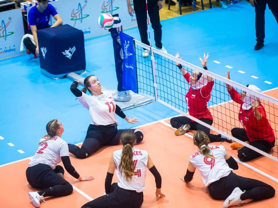 The Canadian women's sitting volleyball team faced a quick turnaround against Iran at the world championships on Sunday, but they managed to start strong and only dropped a tight third set to win 3-1 (25-10, 25-14, 23-25, 25-13) in Sarajevo, Bosnia and Herzegovina. (@ParaVolley/Twitter - image credit)