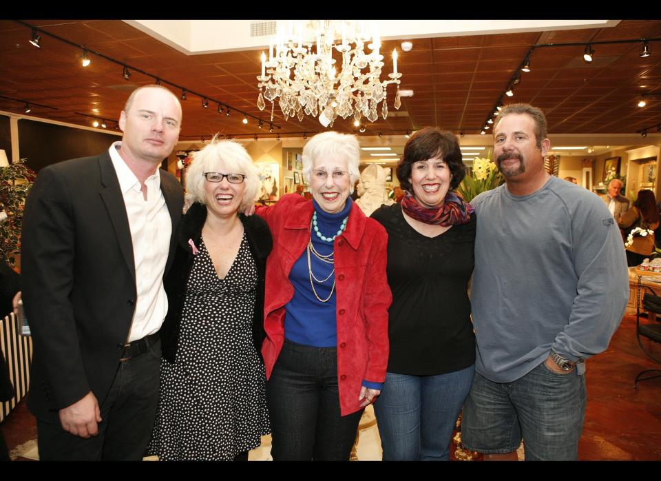 Jeanne and her husband Tony (left) and Jeanne's sister Susan and brother Joe  (right) surround Mom, Faye (center). At Rebound, it takes the whole family to run a furniture business! 