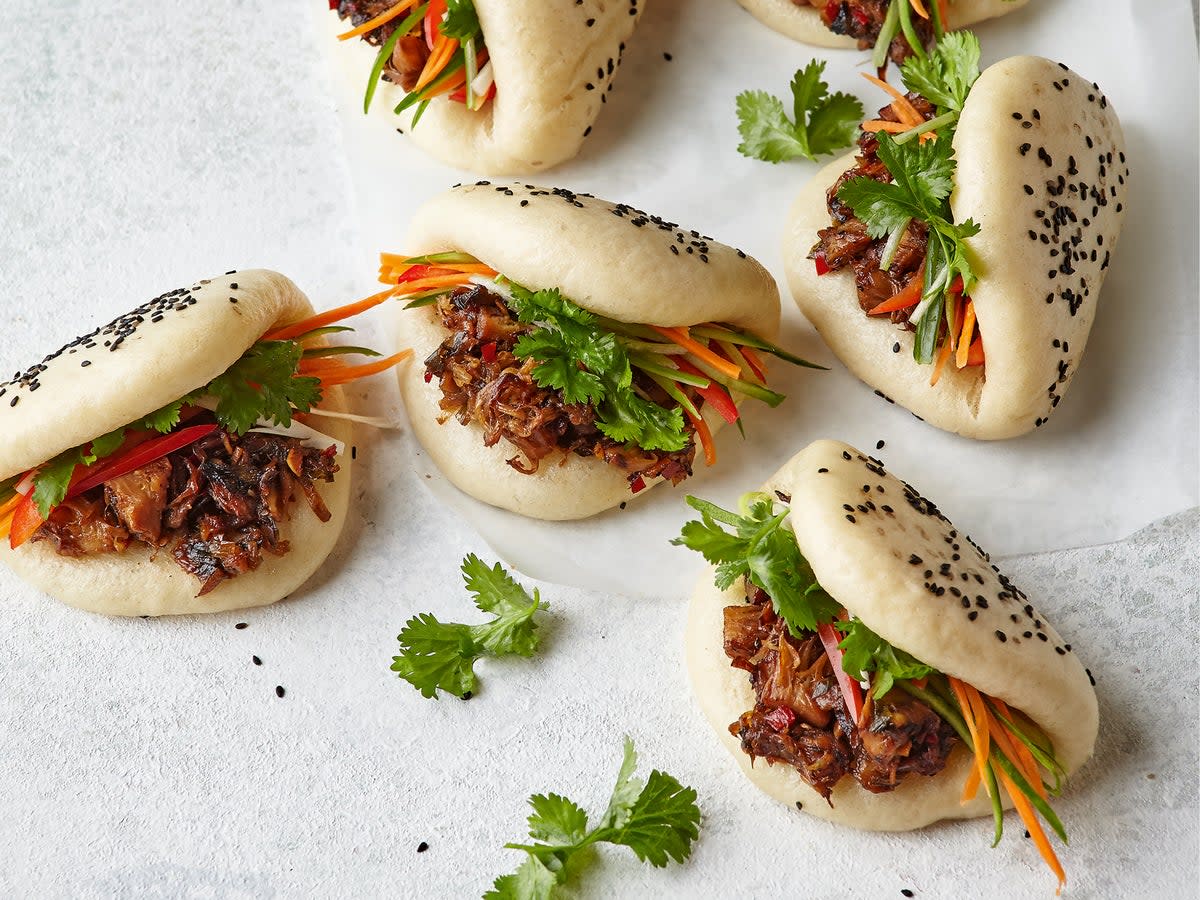 These Asian-inspired fluffy buns are filled with a sweet and sour jackfruit and crunchy salad (Nassima Rothacker/PA)