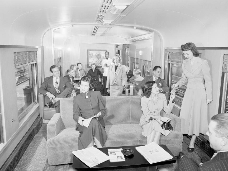 9/9/1948-New York, NY- This is the observation car of the new Twentieth Century Limited, which was shown to the public for the first time September 9th during a trial run. The luxuriously-appointed New York Central Railroad train goes into service between New York and Chicago on Sept. 17th, offering every modern convenience of rail travel.