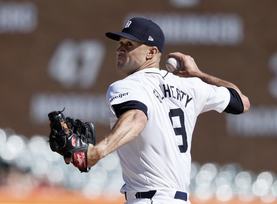 Jack Flaherty finished with a career-high 14 strikeouts against his former team on Tuesday afternoon in Detroit.