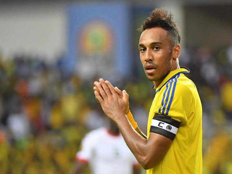 Pierre-Emerick Aubameyang en un partido con la selección de Gabón. Foto: Sport24.