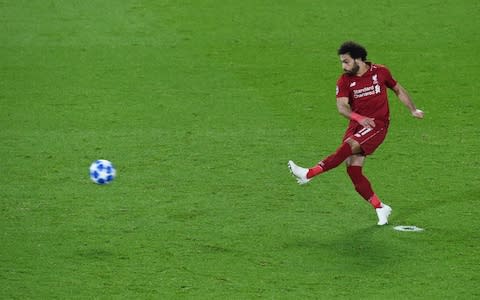 Mohamed Salah fires home a penalty - Credit: getty images