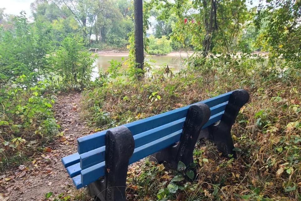 Benches were added along the trail along with signage at the high-water mark of the 1913 flood.