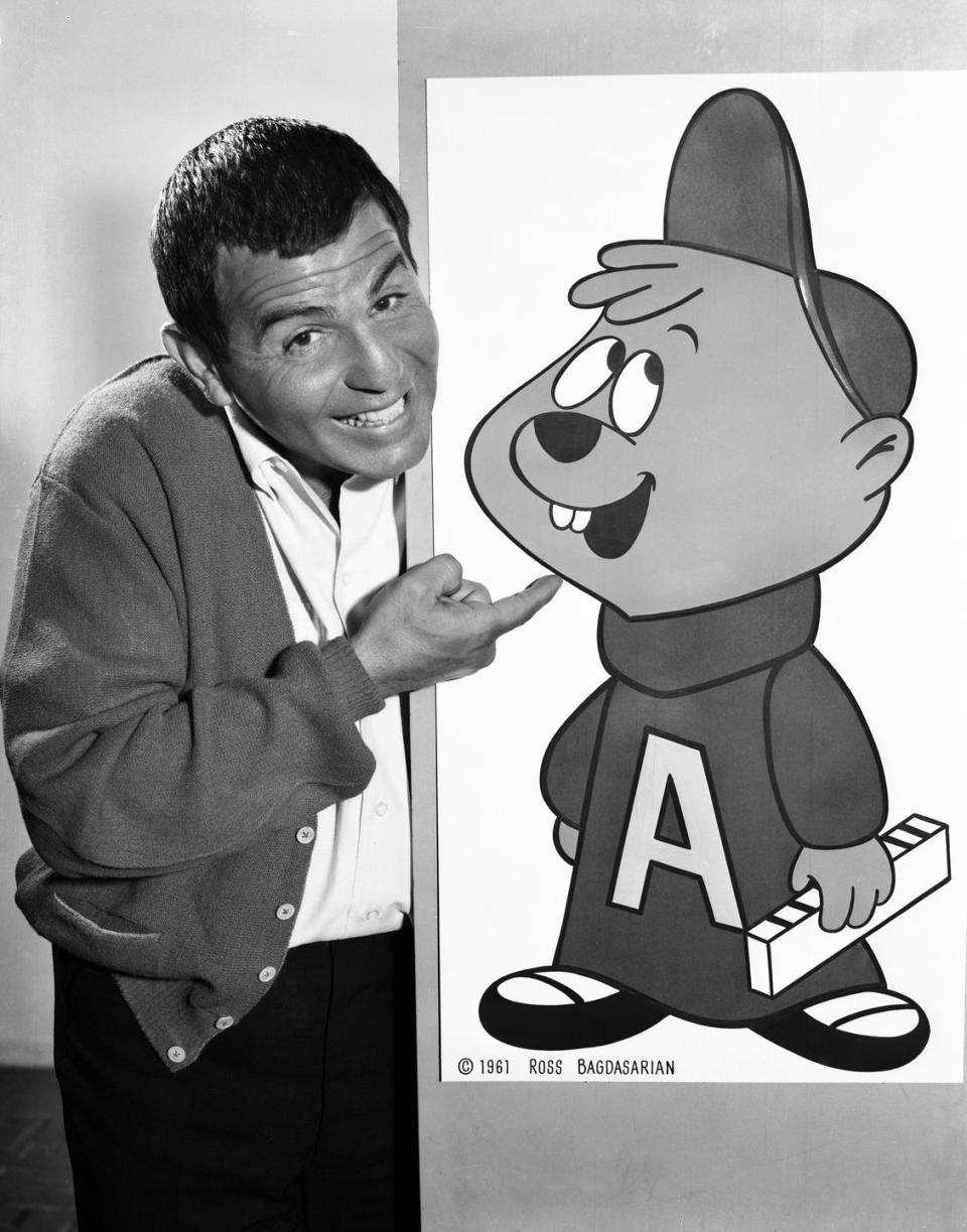 <p>Actor/songwriter<strong> <a href="https://web.archive.org/web/20091012175459/http:/www.animationarchive.org/2009/10/animation-history-of-chipmunks.html" rel="nofollow noopener" target="_blank" data-ylk="slk:Ross Bagdasarian, Sr;elm:context_link;itc:0;sec:content-canvas" class="link ">Ross Bagdasarian, Sr</a></strong>., who specialized in writing novelty songs, created <a href="https://www.amazon.com/dp/B00DAHA8YI/?tag=syn-yahoo-20&ascsubtag=%5Bartid%7C10055.g.38884917%5Bsrc%7Cyahoo-us" rel="nofollow noopener" target="_blank" data-ylk="slk:The Chipmunk Song;elm:context_link;itc:0;sec:content-canvas" class="link "><em>The Chipmunk Song</em></a> in 1958. The record shot to the top of the charts, sending its “stars” Simon, Theodore and Alvin to the top too. (It actually won two Grammys!) A string of successful records led to a short-lived TV series in 1962 and another more successful run from 1983 to 1990. </p>