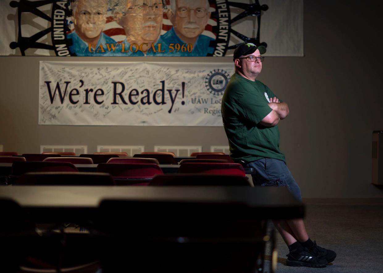 UAW Local 5960 vice president and team leader at Orion Assembly Gerald Lang poses for a photo at UAW Local 5960 in Lake Orion on Friday, August 14, 2020. Lang has been tapped to speak at the Democratic National Convention.  