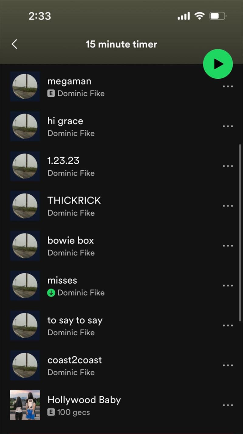 Screenshot from Spotify