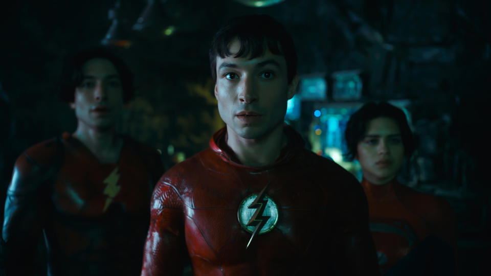 Ezra Miller and Sasha Calle in The Flash