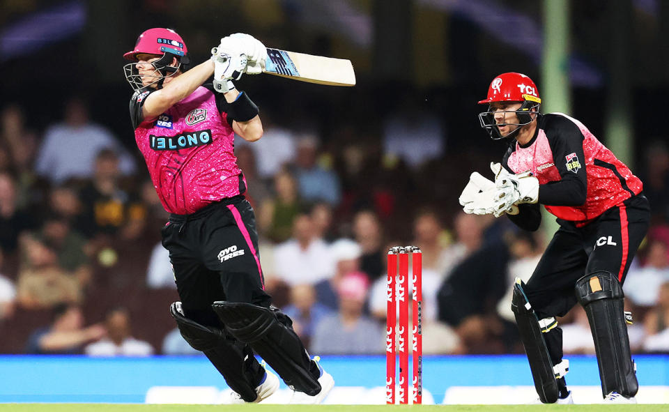 Steve Smith, pictured here in action for Sydney Sixers against Melbourne Renegades in the BBL.