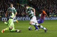 Britain Soccer Football - Celtic v Manchester City - UEFA Champions League Group Stage - Group C - Celtic Park, Glasgow, Scotland - 28/9/16 Manchester City's Raheem Sterling scores their second goal Action Images via Reuters / Lee Smith