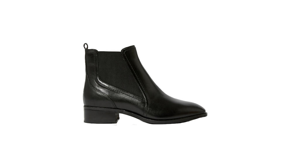 Leather Chelsea Block Heel Ankle Boots 