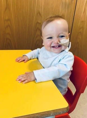 Luca was diagnosed with an inflammatory myofibroblastic tumour (IMT) when he was just six months old. (SWNS)