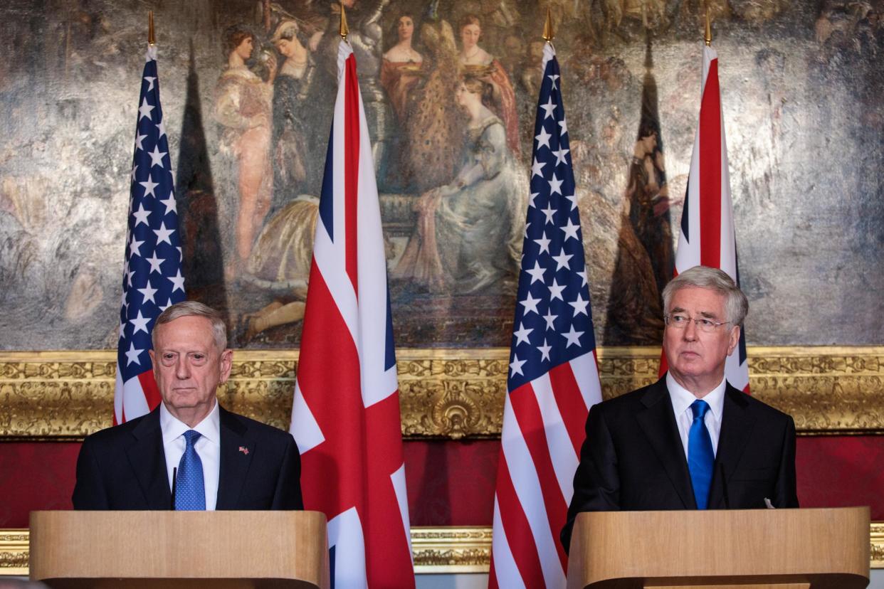 Defence Secretary Michael Fallon (right) with US Defence Secretary James Mattis: Getty Images