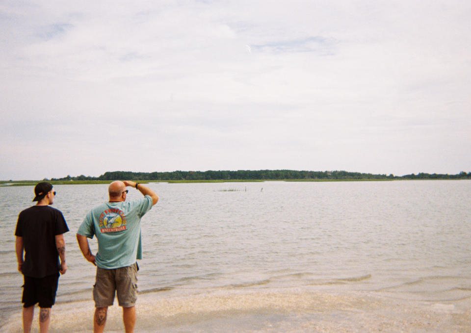 two men looking over a bay in South Carolina