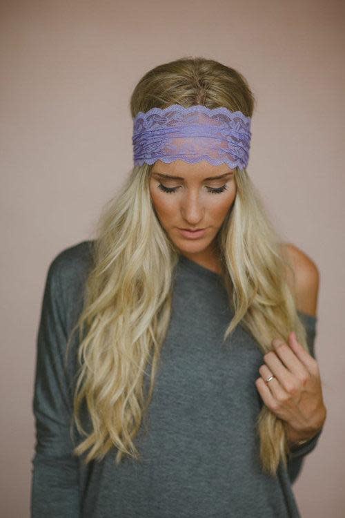 Alicia wearing a homemade purple headband