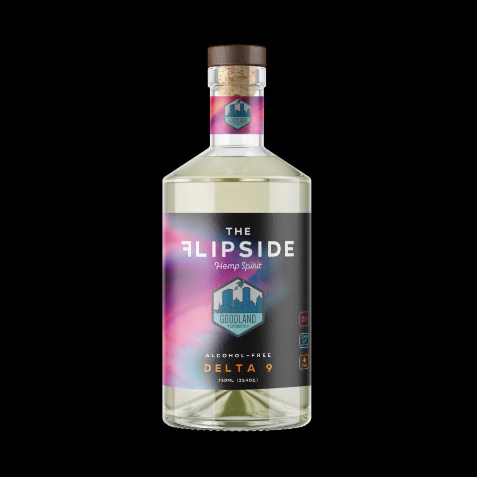 FlipSide botanical THC spirit, made by Milwaukee's Goodland Extracts, is a nonalcoholic replacement for gin, containing 2.5 milligrams of hemp-derived THC.