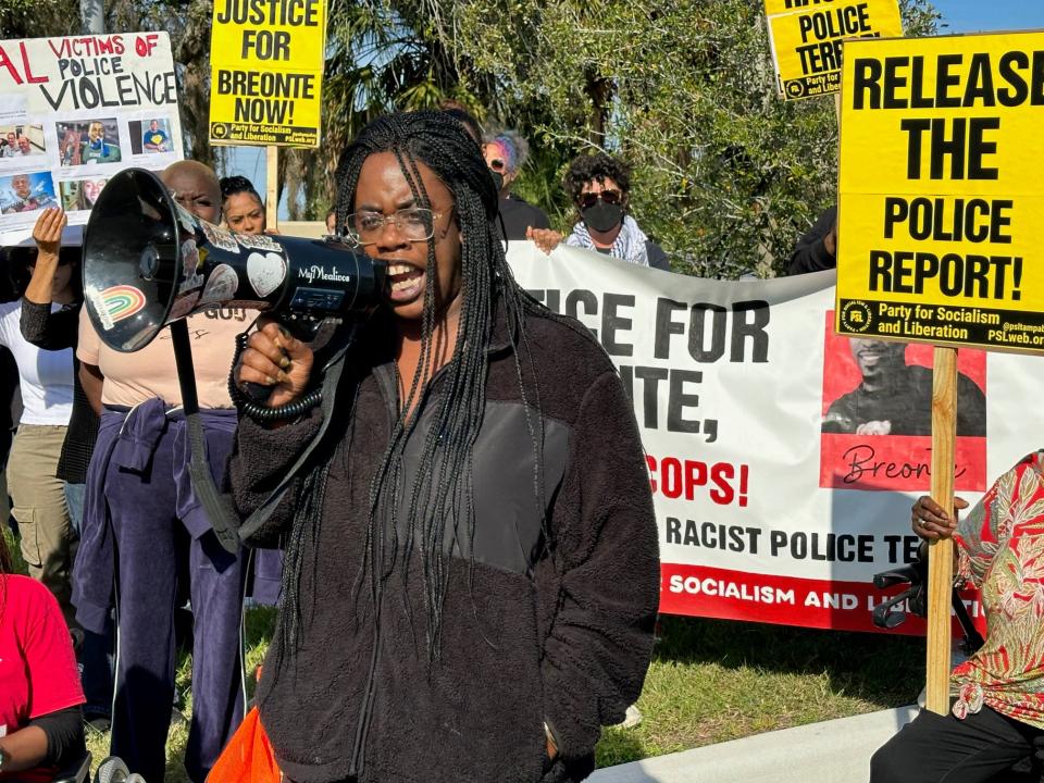 Protestors demand justice for 36-year-old Breonte Johnson-Davis, who was killed during an incident involving the Palmetto Police Department on Nov. 1, 2023. Parents of Davis are awaiting a full police report from the FDLE.