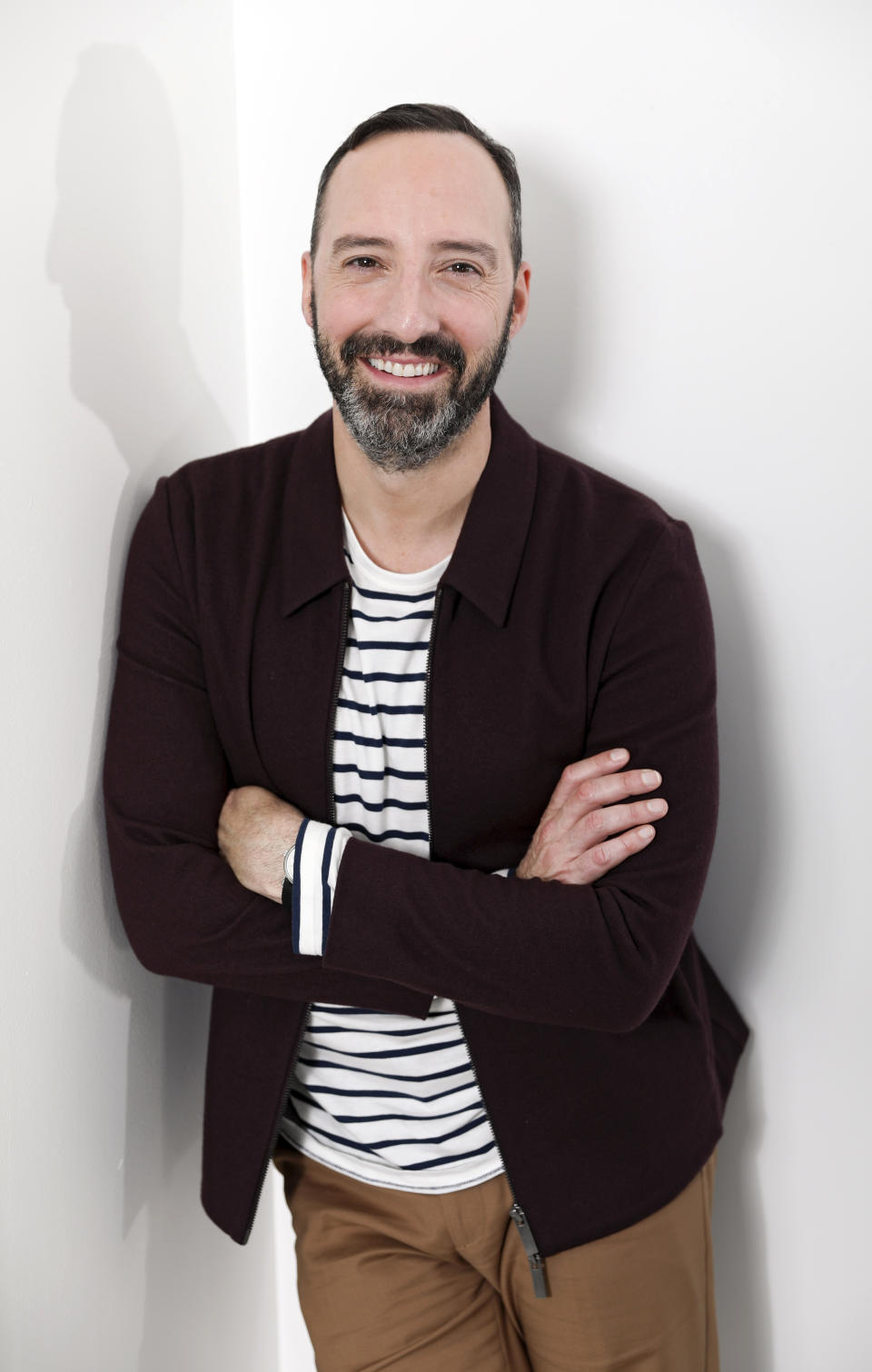 This Oct. 2, 2019 photo shows actor Tony Hale posing for a portrait in New York. Hale has earned many fans by playing a morally questionable, immature man-child in both “Arrested Development” and “Veep.” But he switched gears to play the lovable and innocent Forky, who embarks on a road trip with Woody, Buzz and the gang in “Toy Story 4,” available on digital, 4K Disc and Blu-Ray this week. (Photo by Brian Ach/Invision/AP)