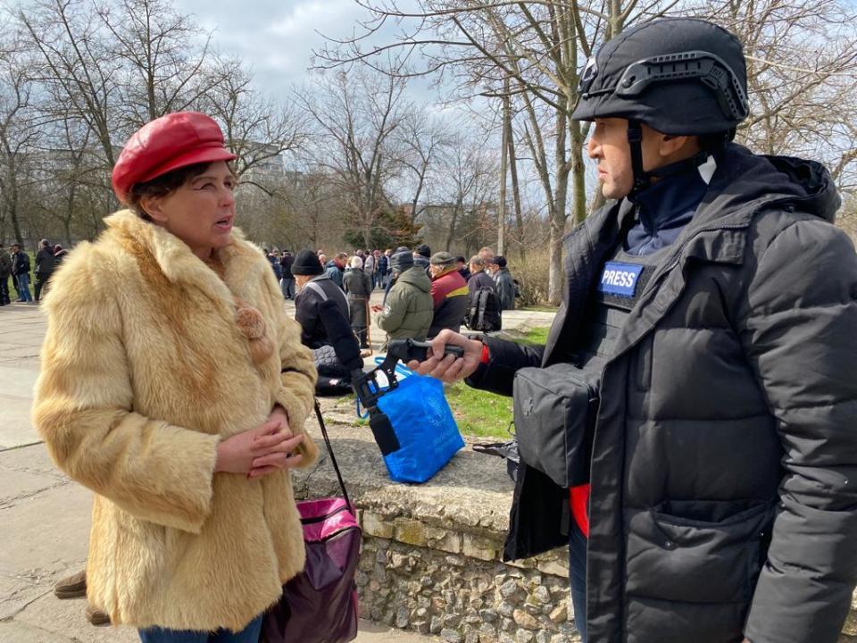 Lilya, a resident of the southern Ukrainian city of Kherson, which was retaken by Ukrainian troops in November 2022 after months of Russian occupation, speaks with CBS New' Ramy Inocencio about life in the city, March 21, 2023. / Credit: CBS News