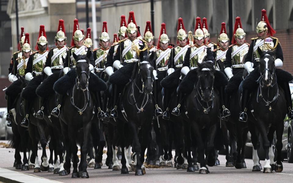 Household Cavalry Mounted Regiment being put through their paces during their annual inspection