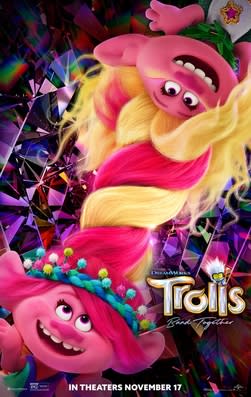 Póster oficial de Trolls Band Together (2023), DreamWorks Animation.