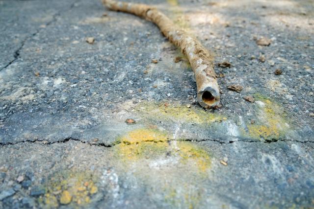 A lead water service line from 1927 lays on the ground on a residential street after being removed on June 17, 2021, in Denver. The federal government is providing $15 billion to communities to replace lead service lines due to concerns about lead contamination in the water.