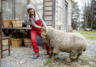 Ambika Conroy, at her sustainable rabbit farm in upstate New York where she creates angora fur goods.