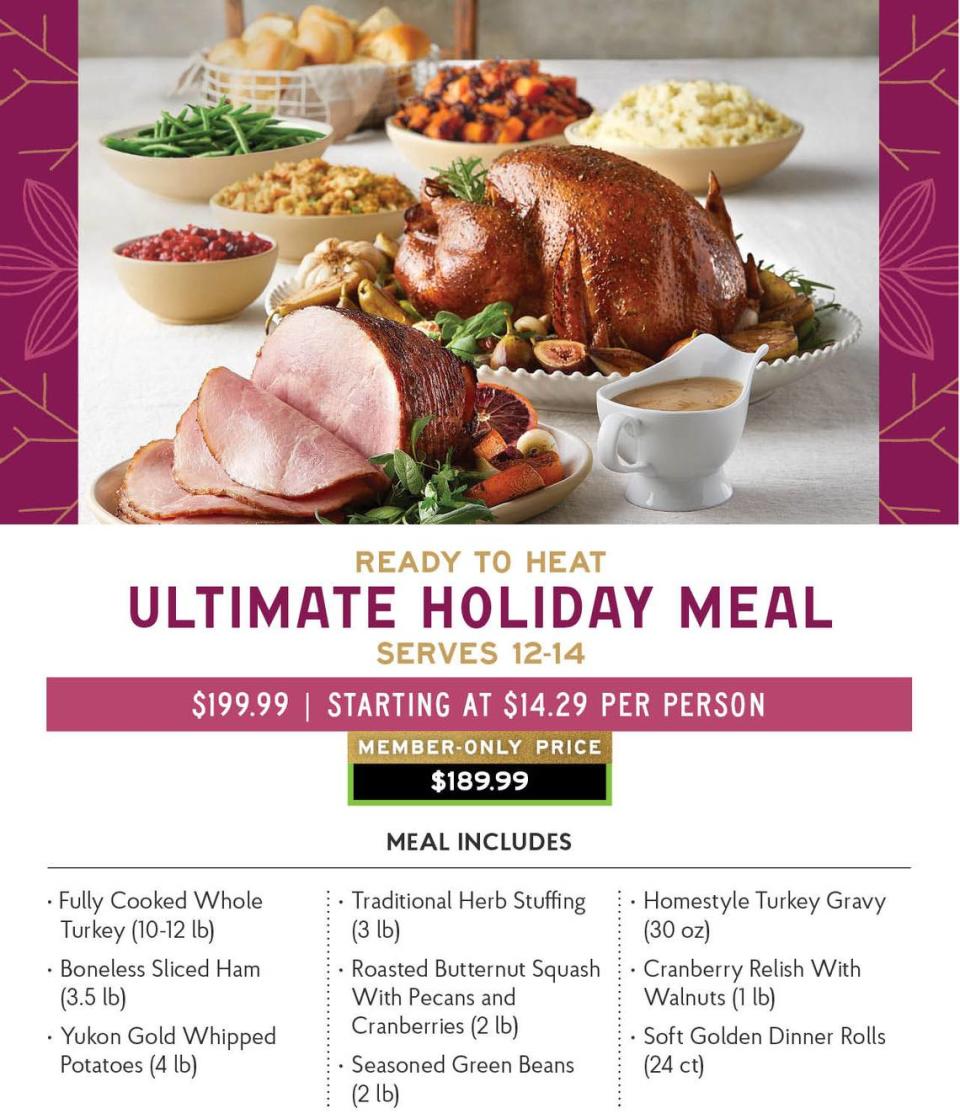 The Fresh Market’s Ultimate Holiday Meal serves 12-14 for $199.99 or $10 off for members during the 2023 Thanksgiving season.