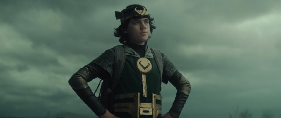 Kid Loki (Jack Veal) in Marvel Studios' LOKI, exclusively on Disney+. Photo courtesy of Marvel Studios. Â©Marvel Studios 2021. All Rights Reserved.