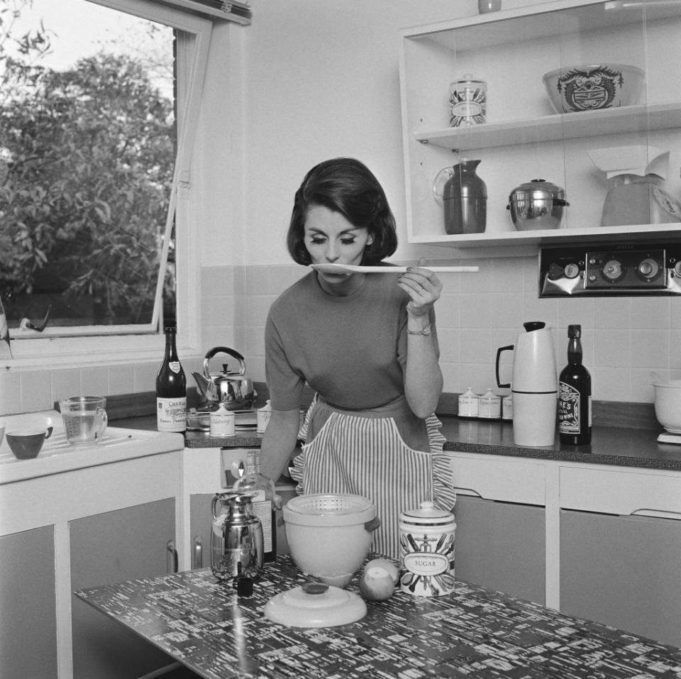 1950s: Cook with wine when the food is still cold.
