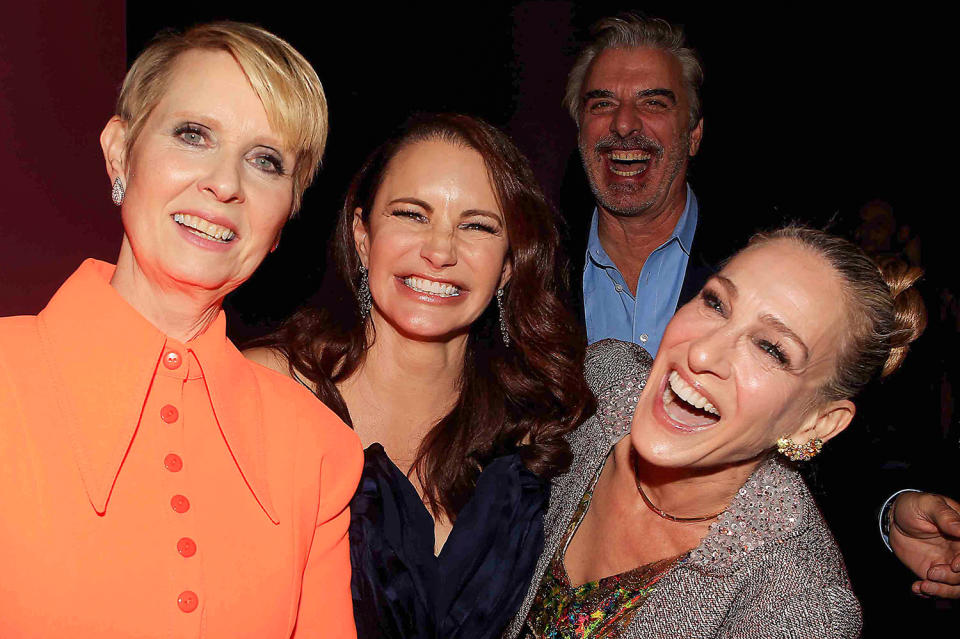 <p>Cynthia Nixon, Kristin Davis, Chris Noth and Sarah Jessica Parker have a ball on Dec. 8 at the <em>And Just Like That ... </em> premiere afterparty in N.Y.C.</p>