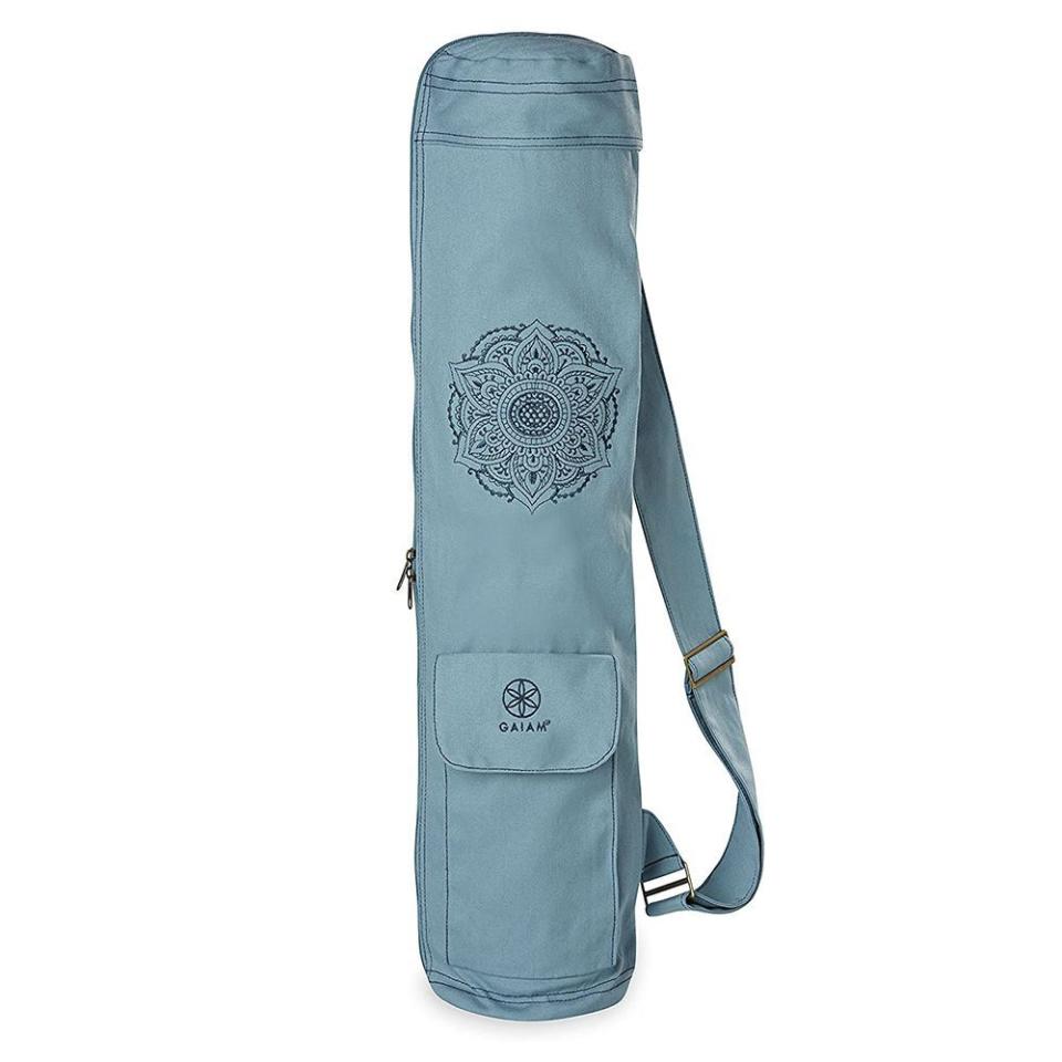 6) Gaiam Embroidered Cargo Yoga Mat Bag